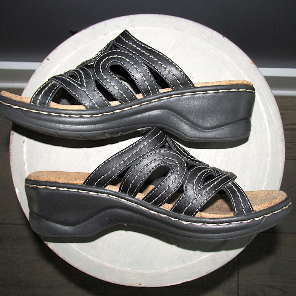 Clarks Bendables Braided Leather Clogs Shoes 60236